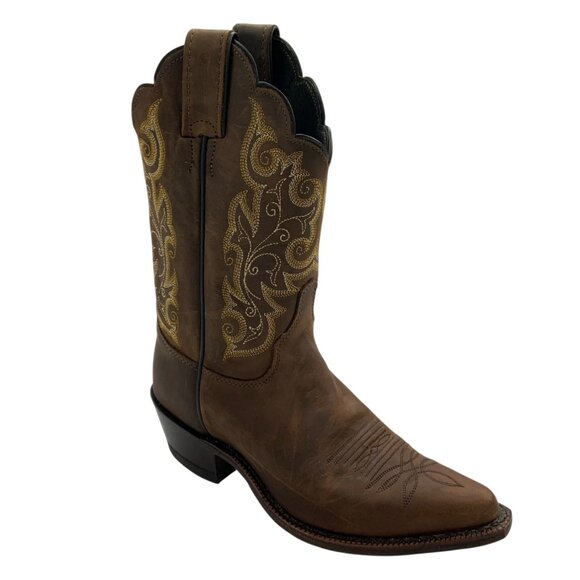 Justin Classics Western Cowgirl Leather Boots 6.5 B Brown Bay Apache L4933 - Picture 1 of 12